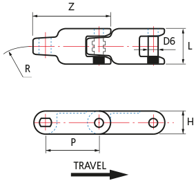 Acetal Case Chains - JK600 - drawing