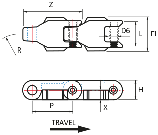 Acetal Case Chains - JK600D - drawing