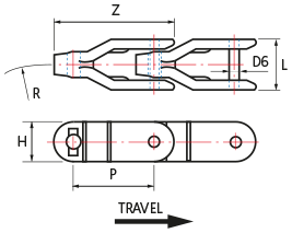 Acetal Case Chains - PM1400 - drawing