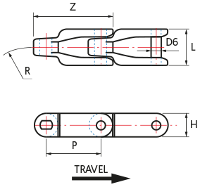 Acetal Case Chains - PM600 - drawing