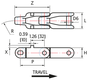 Acetal Case Chains - PM600/F - drawing