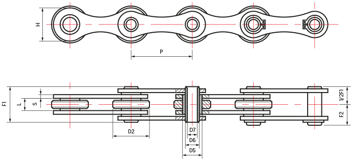 Bakery Conveyor Chains for General Transport - drawing