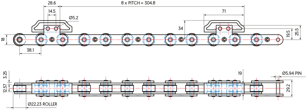 Baketech Lug Chain JK4168 - drawing