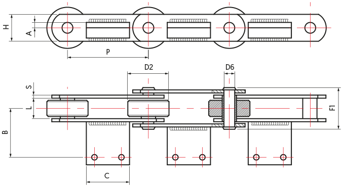 Non Standard Solid Pin Series Oven Chain - drawing