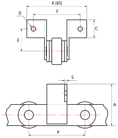 British Standard SP Chains with F1 attachments - drawing