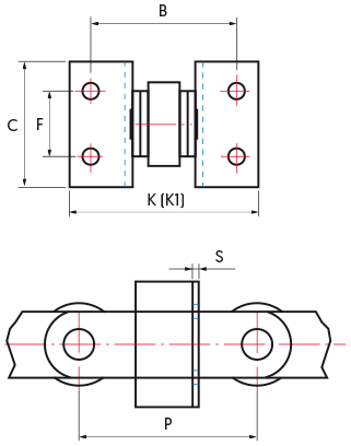 British Standard SP Chains with F2 attachments - drawing