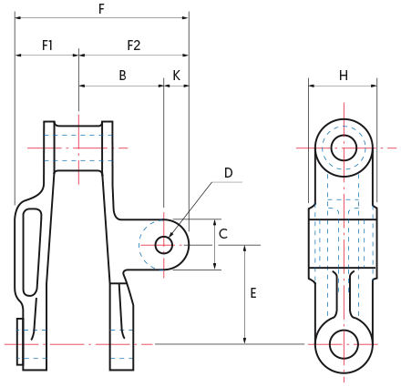 700 Class Pintle Chains with AM116 attachments - drawing