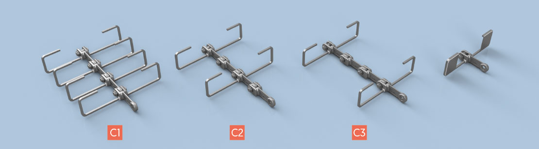 C Type Attachments for Horizontal, Inclined and Vertical Conveying (with or without blanking plate)