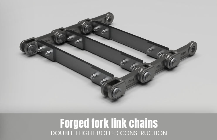 Forged fork link chains - Double Flight Bolted Construction
