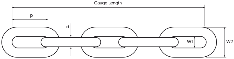 Welded Link Chain DIN 764, DIN 766 - drawing